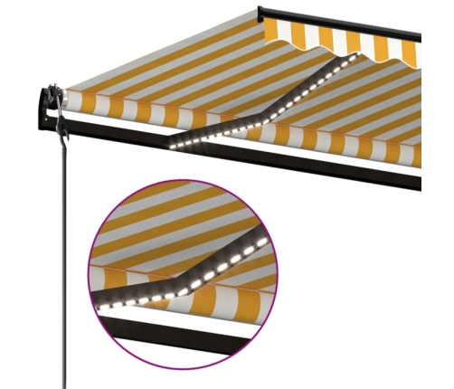 Toldo automático LED sensor de viento amarillo blanco 350x250cm