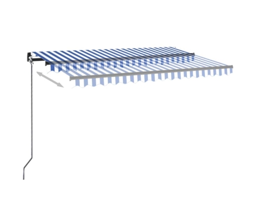 Toldo automático LED sensor de viento azul y blanco 400x300 cm