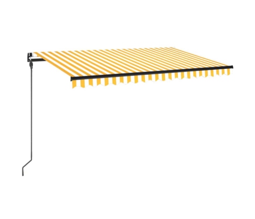 Toldo retráctil manual amarillo y blanco 450x300 cm