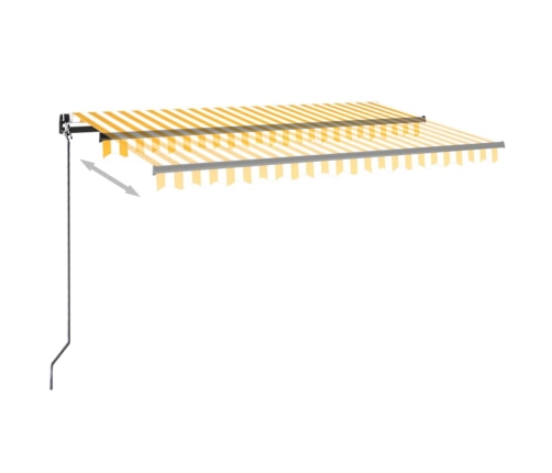 Toldo retráctil manual amarillo y blanco 450x300 cm