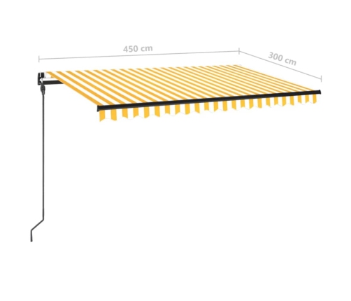 Toldo retráctil manual amarillo y blanco 450x300 cm