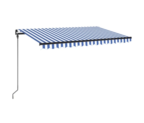 Toldo manual retráctil con LED azul y blanco 450x300 cm