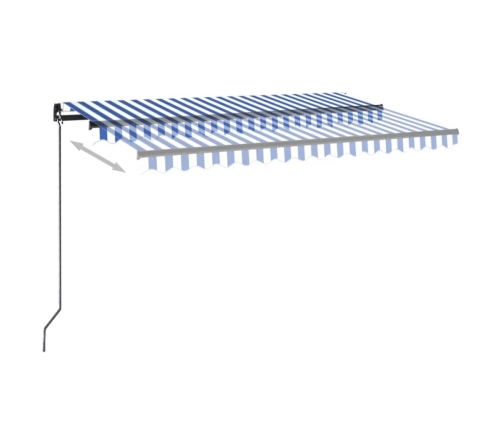 Toldo manual retráctil con LED azul y blanco 450x300 cm