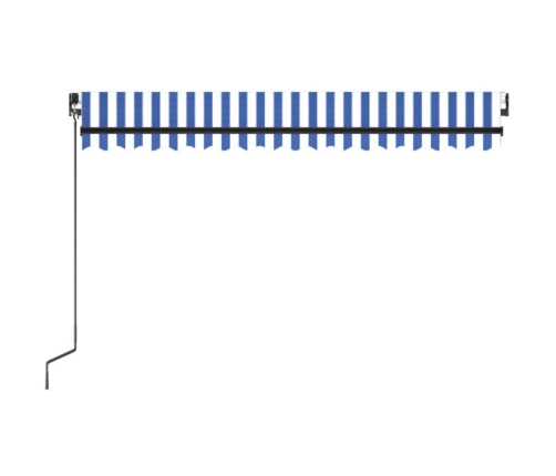 Toldo manual retráctil con LED azul y blanco 450x300 cm