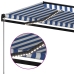 Toldo manual retráctil con LED azul y blanco 450x300 cm