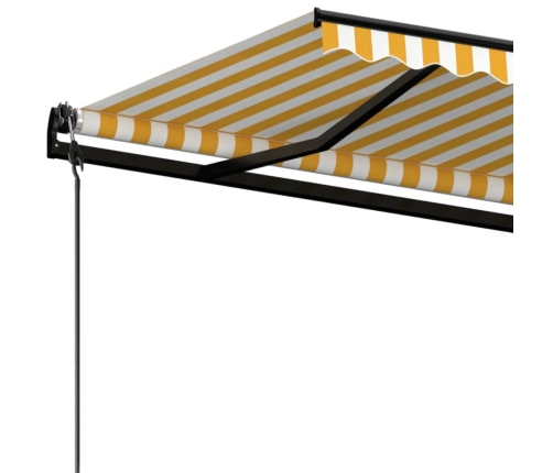 Toldo retráctil automático amarillo y blanco 450x300 cm