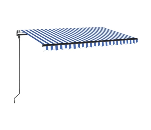 Toldo automático LED sensor de viento azul y blanco 450x300 cm