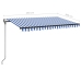 Toldo automático LED sensor de viento azul y blanco 450x300 cm