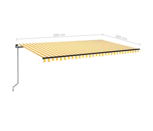 Toldo retráctil manual amarillo y blanco 500x300 cm