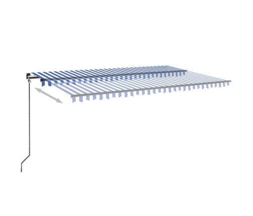 Toldo manual retráctil con LED azul y blanco 500x300 cm