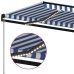 Toldo manual retráctil con LED azul y blanco 500x300 cm