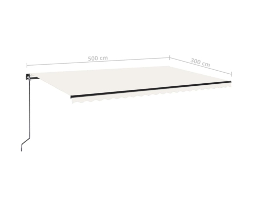 Toldo retráctil manual con luz LED crema 500x300 cm