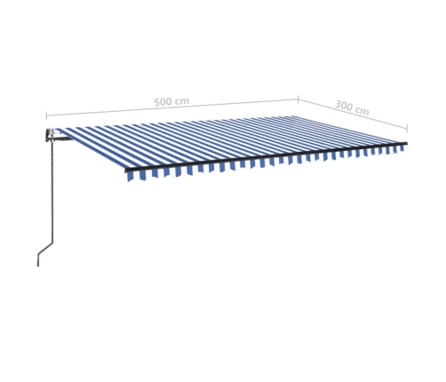 Toldo automático LED sensor de viento azul y blanco 500x300 cm