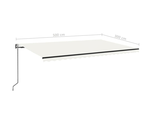 Toldo automático con LED y sensor de viento crema 500x300 cm