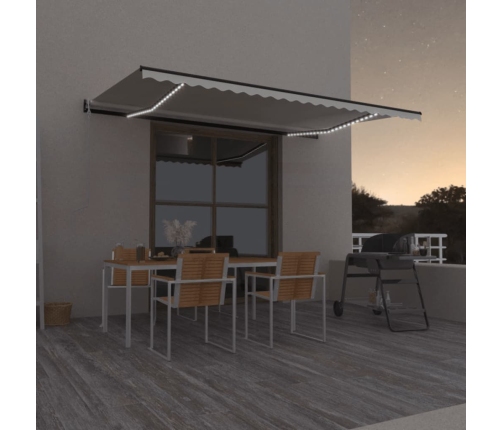 Toldo automático con LED y sensor de viento crema 500x300 cm