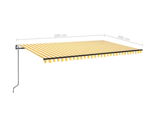 Toldo automático LED sensor de viento amarillo blanco 500x300cm