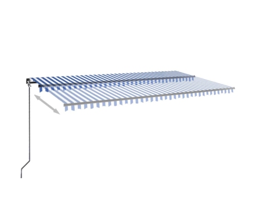 Toldo retráctil manual con luz LED azul y blanco 600x300 cm