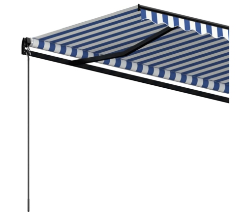 Toldo retráctil manual azul y blanco 400x350 cm