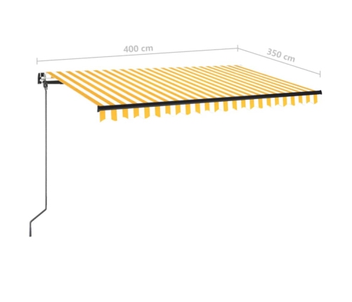 Toldo retráctil manual amarillo y blanco 400x350 cm