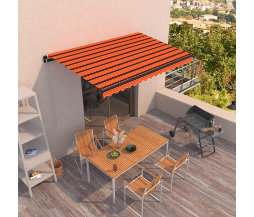 Toldo retráctil manual naranja y marrón 400x350 cm