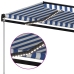 Toldo manual retráctil con LED azul y blanco 400x350 cm