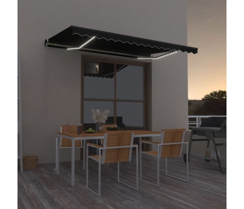 Toldo manual retráctil con LED gris antracita 400x350 cm