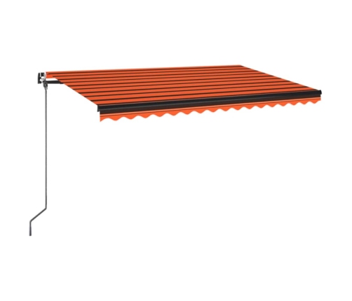 Toldo retráctil manual con luz LED 400x350 cm naranja y marrón