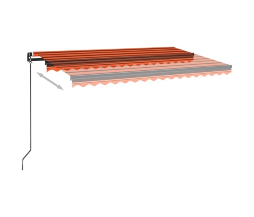 Toldo retráctil manual con luz LED 400x350 cm naranja y marrón