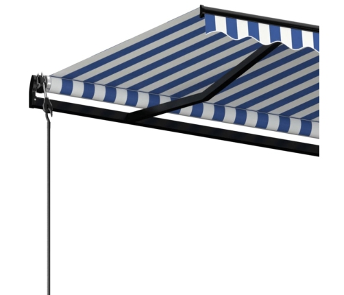 Toldo automático retráctil azul y blanco 400x350 cm