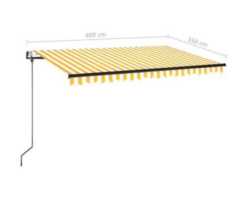 Toldo retráctil automático amarillo y blanco 400x350 cm