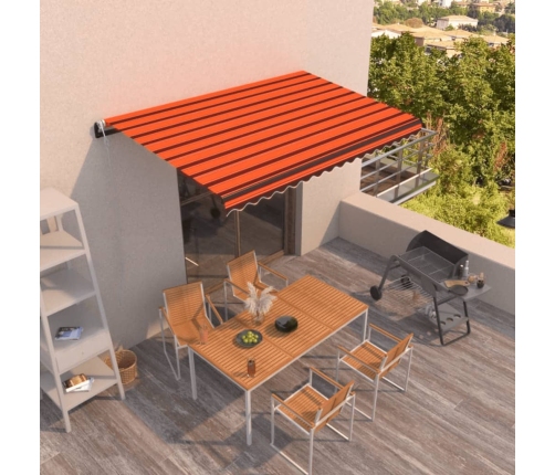 Toldo retráctil manual naranja y marrón 400x350 cm