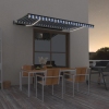 Toldo automático LED sensor de viento azul y blanco 400x350 cm