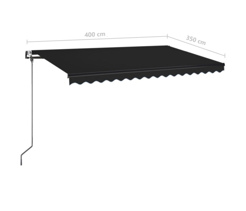 Toldo automático LED sensor de viento gris antracita 400x350 cm