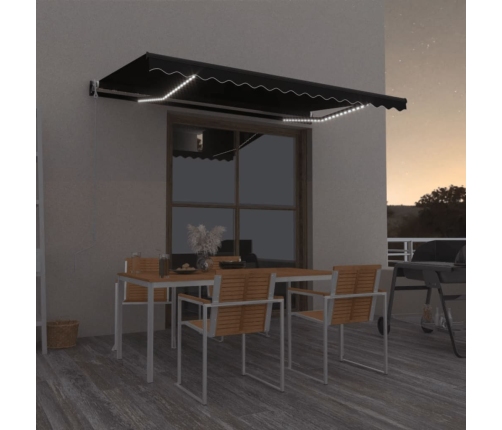 Toldo automático LED sensor de viento gris antracita 400x350 cm