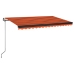 Toldo automático LED sensor de viento naranja marrón 400x350 cm