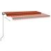 Toldo automático LED sensor de viento naranja marrón 400x350 cm