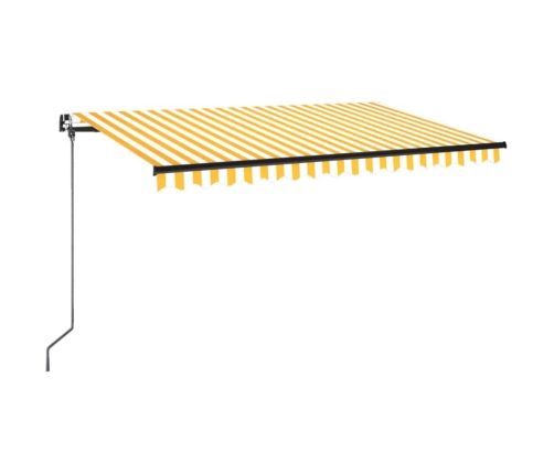 Toldo retráctil manual amarillo y blanco 450x350 cm