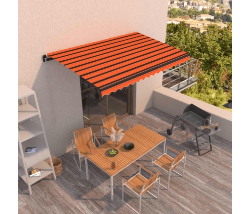 Toldo retráctil manual naranja y marrón 450x350 cm