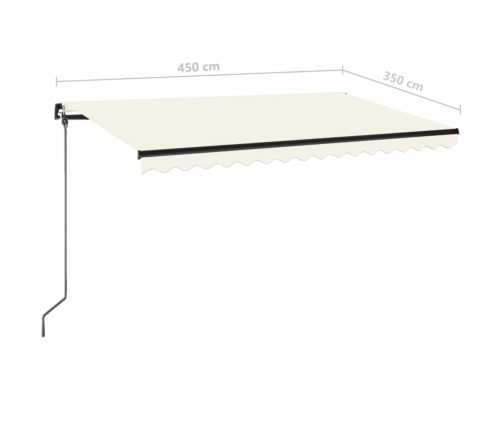 Toldo manual retráctil con LED crema 450x350 cm