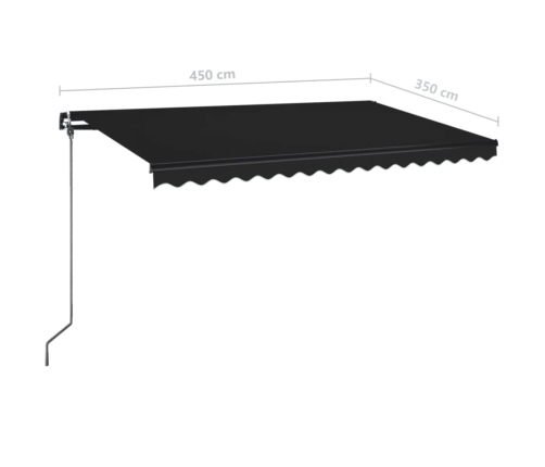 Toldo manual retráctil con LED gris antracita 450x350 cm