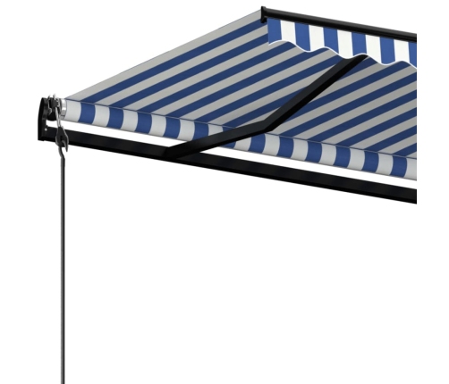 Toldo automático retráctil azul y blanco 450x350 cm