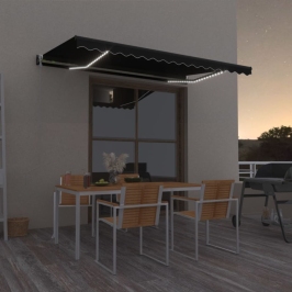 Toldo automático LED sensor de viento gris antracita 450x350 cm