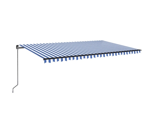 Toldo manual retráctil con LED azul y blanco 500x350 cm