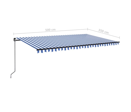 Toldo manual retráctil con LED azul y blanco 500x350 cm