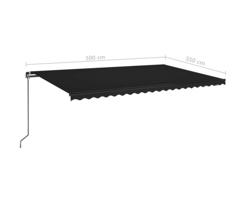 Toldo retráctil manual con luz LED gris antracita 500x350 cm