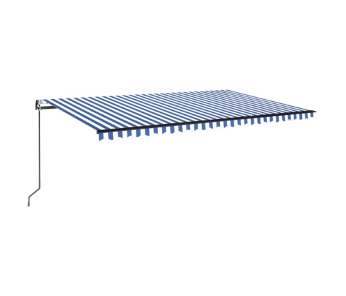 Toldo automático LED sensor de viento azul y blanco 500x350 cm