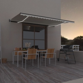 Toldo automático con LED sensor de viento crema 500x350 cm