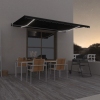 Toldo automático LED sensor de viento gris antracita 500x350 cm