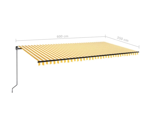 Toldo retráctil manual amarillo y blanco 600x350 cm