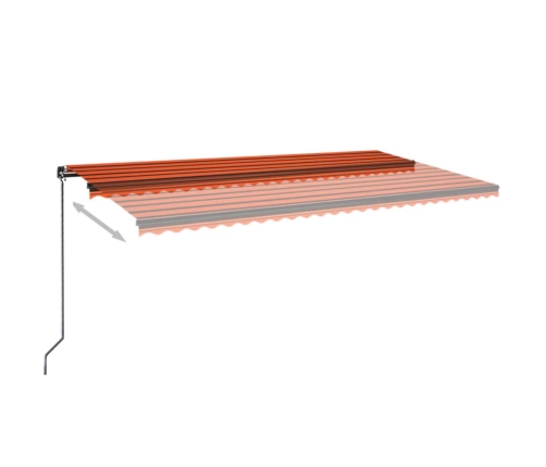 Toldo retráctil manual naranja y marrón 600x350 cm